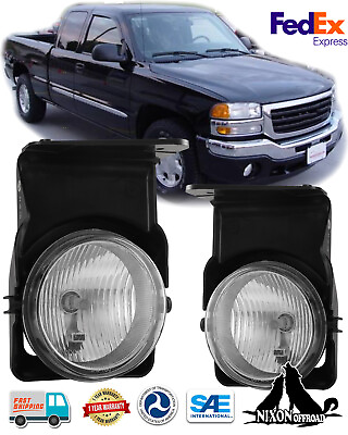 #ad for 2005 2006 GMC Sierra 1500 2500 Fog Lights Driving Front Bumper Lamps Pairs