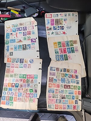 #ad Stamp Collection Lot 5 Pages From 1950s Collection