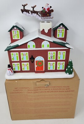 #ad Avon Christmas Advent Countdown House w Doors to Open Animated Lighted Musical