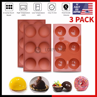 #ad 6 Cavity Silicone Cake Mold DIY For Kitchen Cookies Candy Chocolate Baking 3PACK