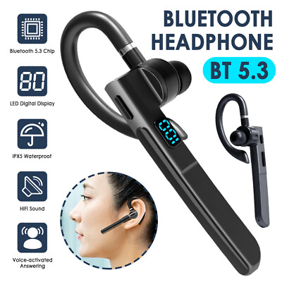 #ad Wireless Bluetooth 5.3 Headset Mic Earphones Earbuds Stereo Headphones Ear Hook