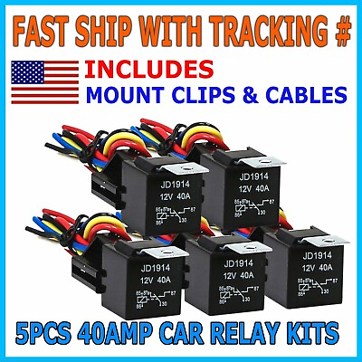 #ad 5Pin Automotive Car Relay Switch SPDT Harness Socket Waterproof 40A DC 12V 12AWG