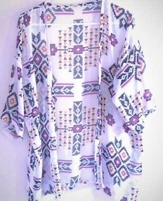 #ad EUC Sheer Printed Kimono Open Front