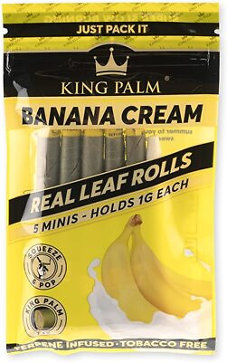 #ad King Palm Mini Banana Cream Palm Leaf Rolls 15 Packs of 5 Each =75 Rolls