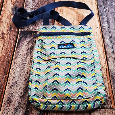 #ad Kavu Crossbody Womens Handbag Purse Multicolor Geometric Snap Strap Pockets