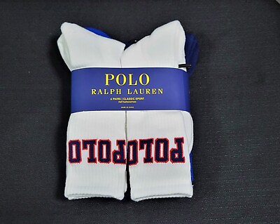 #ad Polo Mens Ralph Lauren 6 Pair Crew Socks Classic Sport Multicolor SZ 6 12.5