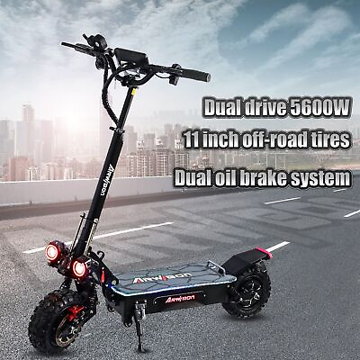 #ad 5600W 11in Foldable Electric Scooter Dual Motor Turbo Off Road Tires with SeatKJ