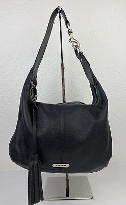 #ad COACH Avery Pebble Leather Hobo Handbag Black Shoulder Bag F23960 Tassel