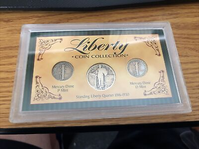#ad 1928 STANDING LIBERTY SILVER QUARTER amp; 2 MERCURY DIMES COLLECTION SET