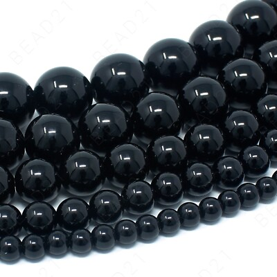 #ad Black Onyx Beads Grade AAA Gemstone Round Loose 4mm 6mm 8mm 10mm 15quot; Strand