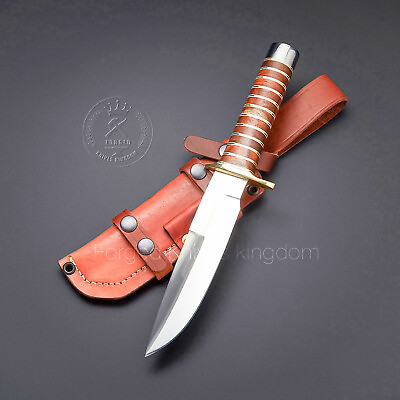 #ad Rare Custom Handmade D2 Snake Eater Fighter Knife Wood White Micarta Handle.