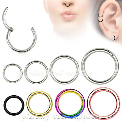 #ad Hinged Seamless Segment Ring Surgical Steel Nose Hoop Earring Labret Septum Ring
