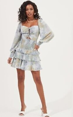 #ad ASTR the label MARIETTA FLORAL CINCHED BUST CUTOUT MINI DRESS Size Small