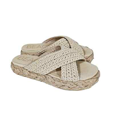 #ad #ad Beach by Matisse Cream Crochet Slide Espadrille Sandals Size 8