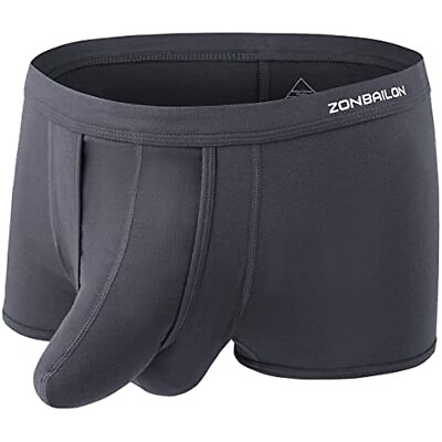 #ad Zonbailon Men#x27;s Dual Pouch Underwear Short Leg Bulge Boxer Briefs Modal Trunks