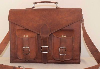 Bag Leather Vintage Shoulder Purse Brown Handbag Messenger Women#x27;s Laptop Large $38.28