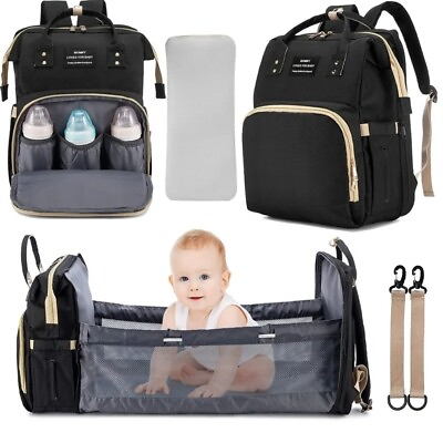 #ad Waterproof 3 in 1 Baby Diaper Bag Backpack with Bassinet Changing Station Travel