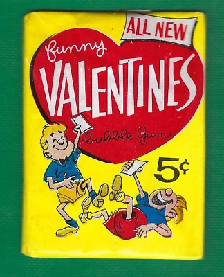 #ad VINTAGE 1960 TOPPS ALL NEW FUNNY VALENTINES 5 CENT WAX PACK FACTORY SEALED