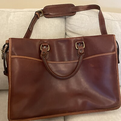 #ad Vtg LEVENGER Briefcase Messenger Bag laptop Handmade Brown Leather England