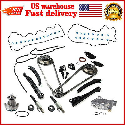 #ad Fits 04 08 Ford 5.4L Timing Chain Kit Water Oil Pump Cam Phaser Gaskets Solenoid