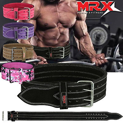 #ad Weightlifting Belts 4quot; 10MM Thick Leather Gym Training Back Support Power MRX