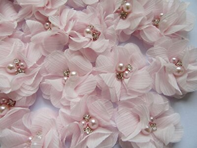 #ad Pack of 20 Pieces Chiffon 2quot; Flower Rhinestone for Craft Projects Baby Pink