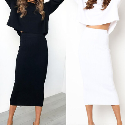 #ad Womens High Waist Hip Bodycon Skirt Solid Slim Long Straight Skirt Pencil Skirt