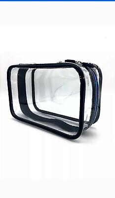 #ad CLEAR MAKE UP COSMETIC BAG Zippered Condition is New. Free Shipping