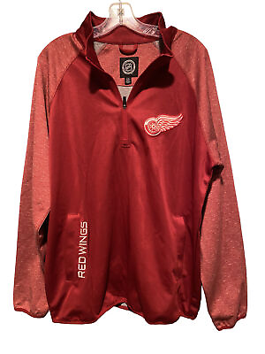 #ad NHL Equipment Detroit Red Wings 1 4 Zip Pull Over Adult Men’s Large New W O Tags