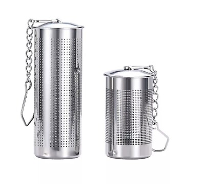 #ad 2 Pcs Stainless Steel Tea Infuser Strainer Set Fine Mesh Ball with Chain Hook