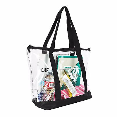 #ad DALIX Clear Shopping Bag Security Work Tote Shoulder Bag Womens Handbag in Black