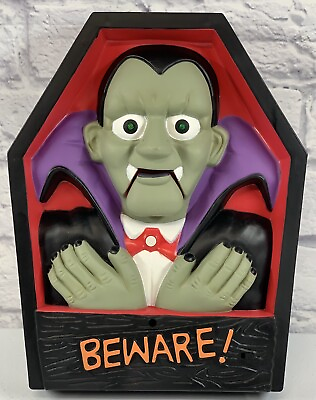 #ad Gemmy 12” Beware Dracula Hanging Wall Decor Halloween Decoration Non Working