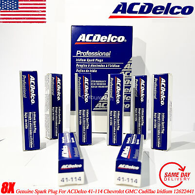 #ad Genuine 8pc pack Spark Plug 41 114 For ACDelco Chevrolet GMC Cadillac 12622441