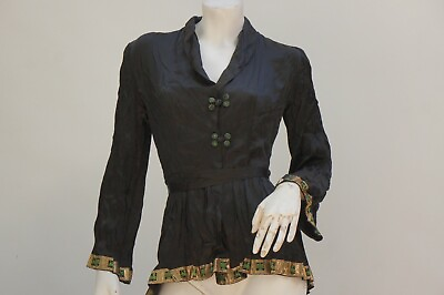 #ad Vintage 30s Asian Style Black Peplum Jacket