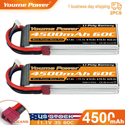 #ad 2pcs 3S 11.1V 4500mAh LiPo Battery 60C Deans for RC Car Quad Drone Helicopter