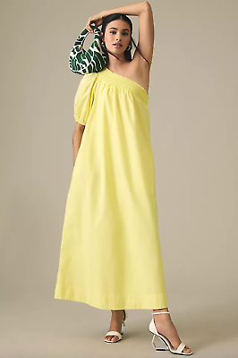 #ad NWT Anthropologie Maeve One Shoulder Embroidered Maxi Dress Size XL Yellow