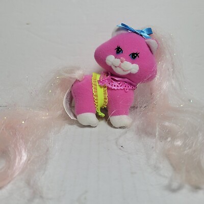 #ad Cupcake Dazzling Hair Pets Pink Cat Kenner Tonka 1995 Rare Plush Long Hair Cat