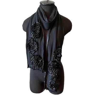 #ad Women’s Floral Detailed Long Scarf in Black