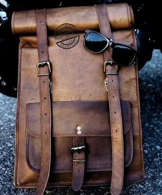 Vintage Pure Bag Men#x27;s Leather Handmade Vintage Style Retro Backpack College Bag $48.07