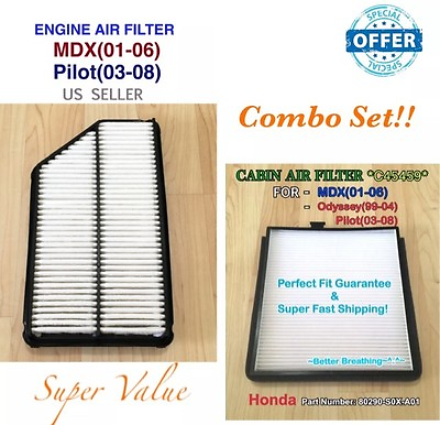 #ad Combo set Engine amp; Cabin Air Filter For PILOT 03 08 amp; MDX 01 06 Fast Ship ^o^