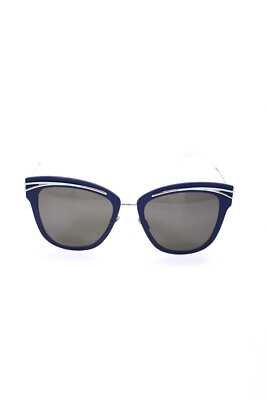 #ad Christian Dior Womens Round Sunglasses Blue Silver Tone White Metal Plastic