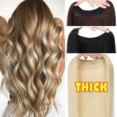 #ad Thick One Piece Secret Wire Headband No Clip in Remy Human Hair Extensions