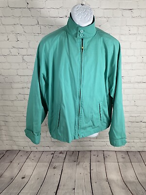 #ad VTG On Course Teal Fill Zip Button Neck Mesh Lined Lightweight Jacket Men’s L
