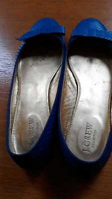#ad Women#x27;s snakeskin electric blue J. Crew ballet shoes 6.5 with leather sole