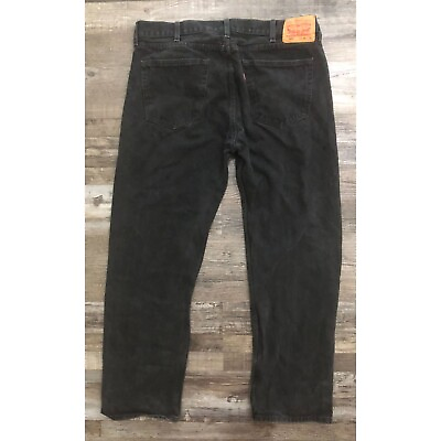 #ad Levis 505 Mens 40x32 Black Regular Straight Fit Black Jeans