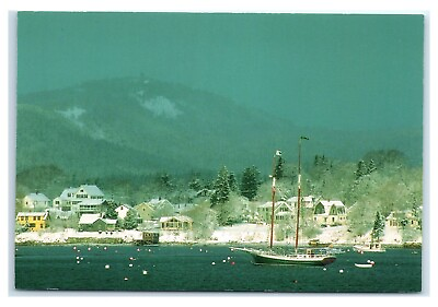 #ad Postcard Winter View of Southwest Harbor Maine ME K4