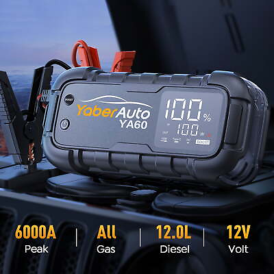 #ad Car Battery Jump Starter 6000A 26800mAh Powerful Portable Jump Box 45W 600 Lumen
