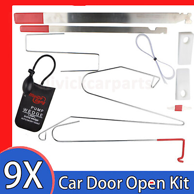 #ad 9x Car Door Opening Lock Out Open Tools kit door lockout tool Air Pump Universal