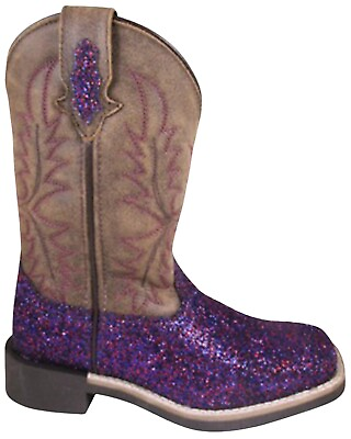#ad Smoky Mountain Girls#x27; Little Ariel Glitter Western Boot Broad Square Toe Purple