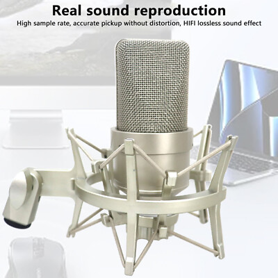 #ad Condenser Microphone Mic with Shock Mount for Live Recording Gaming HiFi Sound